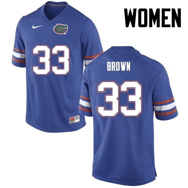 Florida Gators Women #33 Mack Brown College Football Blue